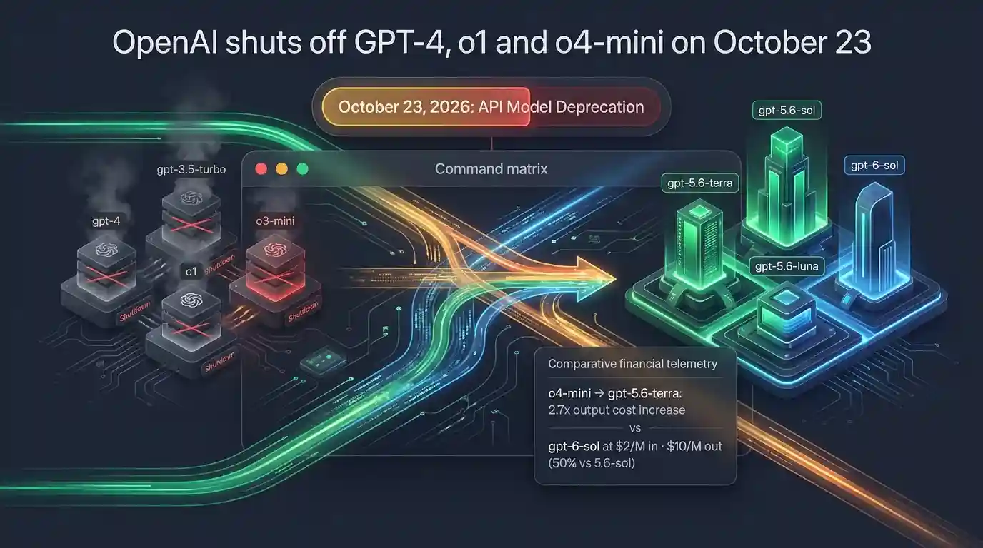 OpenAI API models being retired on October 23 with their gpt-5.6 replacements